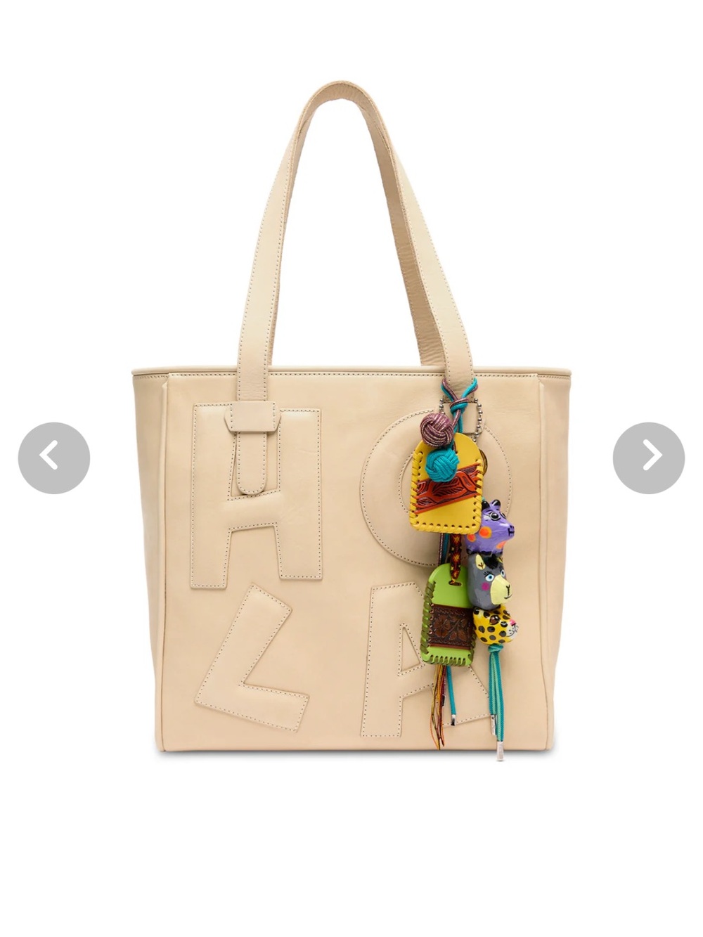 BRAND NEW Consuela Cream Leather Tote with Multicolor Printed Lining - Picture 3 of 3
